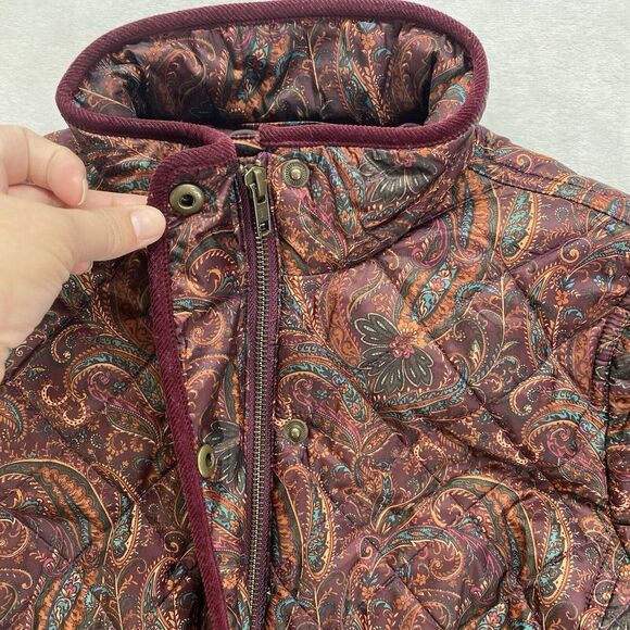 Talbots Jackets Womens S Petite Quilted Paisley‎ Corduroy trim art to wear boho - Picture 4 of 13